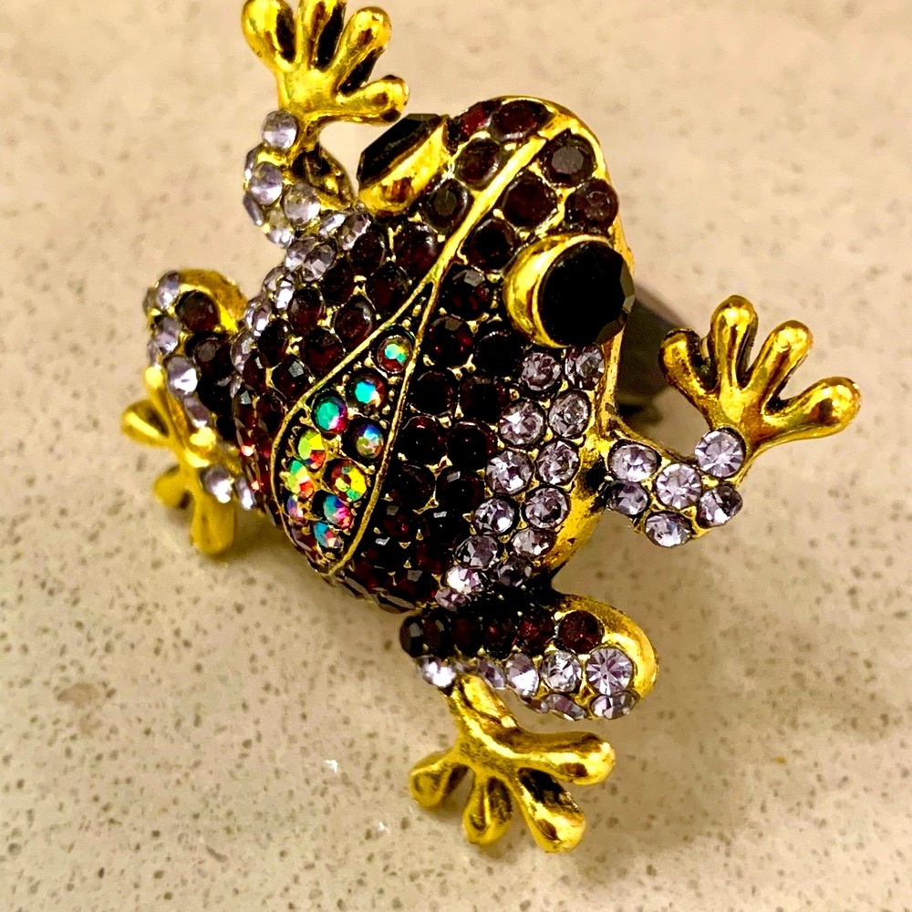 Car Vent Clip Good Luck Purple/Black Rhinestone Frog Prince (Horizontal Vent) - Picture 5 of 7